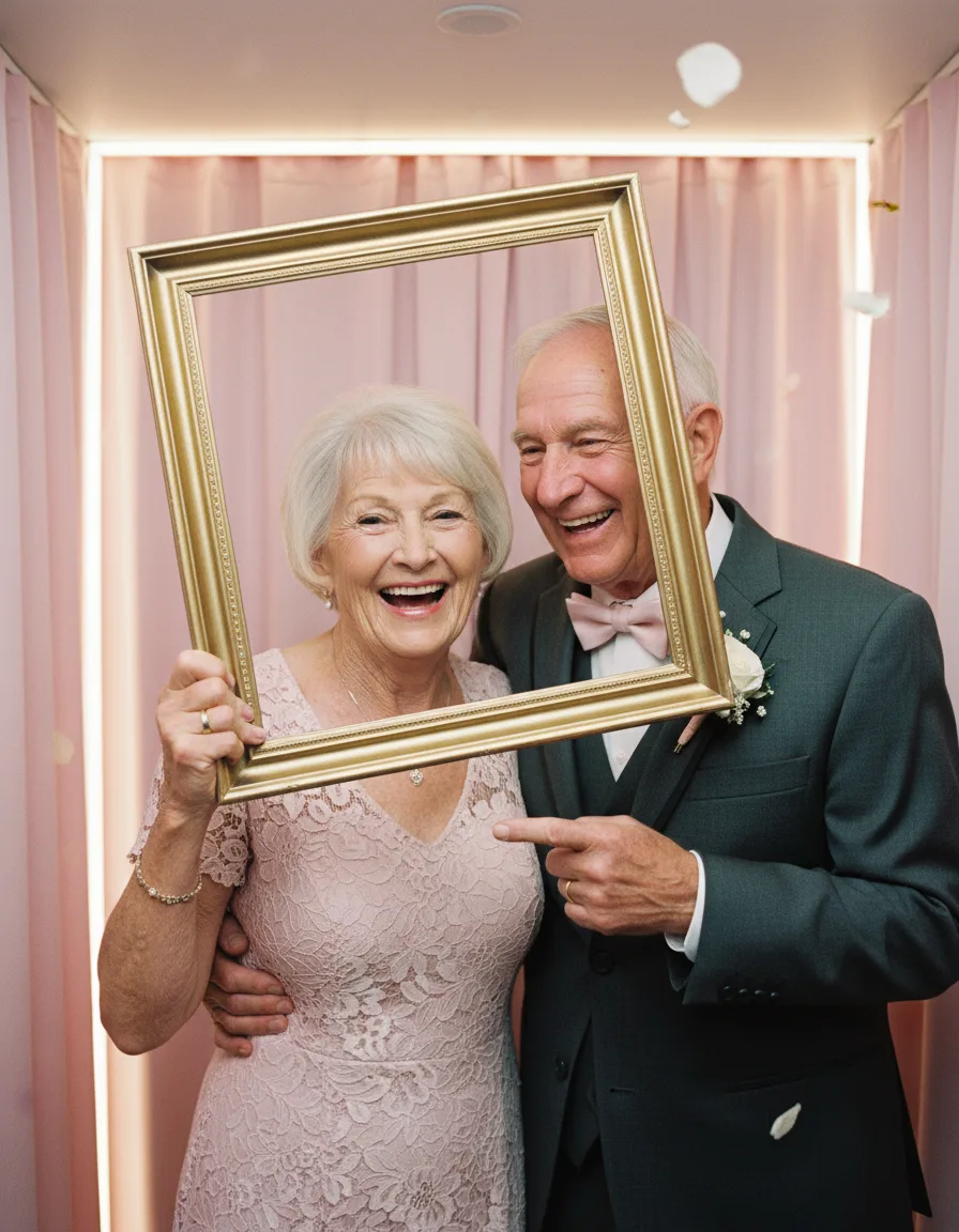Grandparents using the photobooth