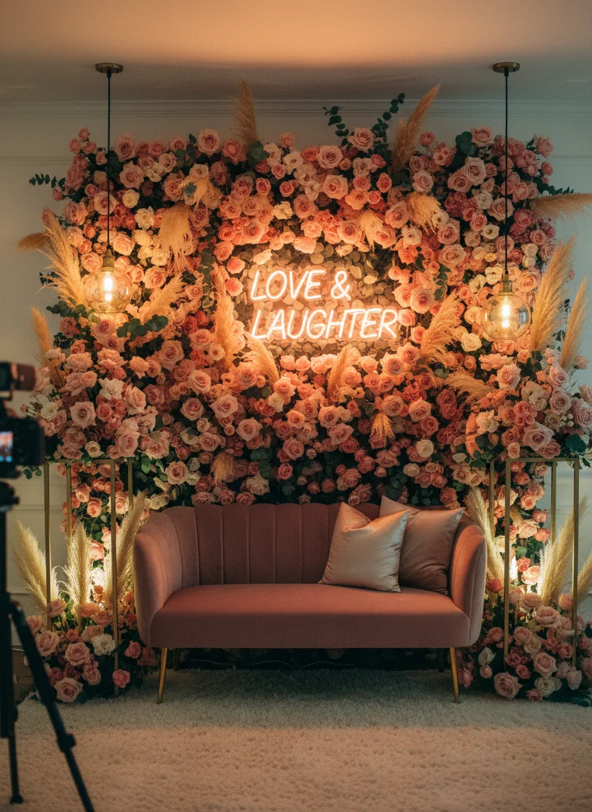 Neon sign photobooth setup